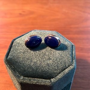 Vintage sterling silver and blue lapis earrings. Boho, gemstones, unique